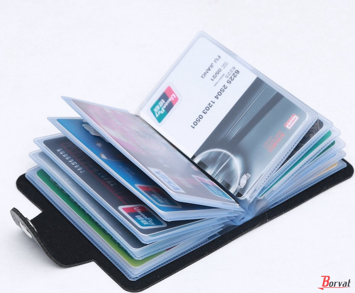 Borvat® | 4X Compact, duidelijk en modieus kaartzakje 24 kaarten in gemengde kleuren